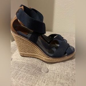 Tory Burch Navy Blue Wedges size 10